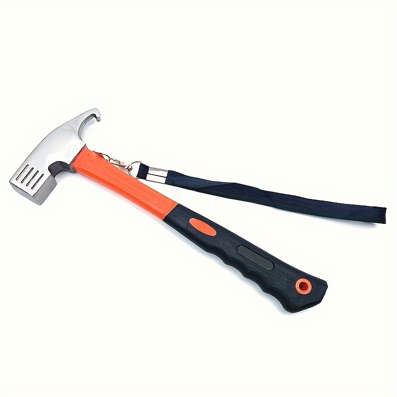 TEMU Multifunctional Camping - -duty Iron & Metal Plastic Handle, Tent Stake Puller, Universal Repair Tool Holding Strap