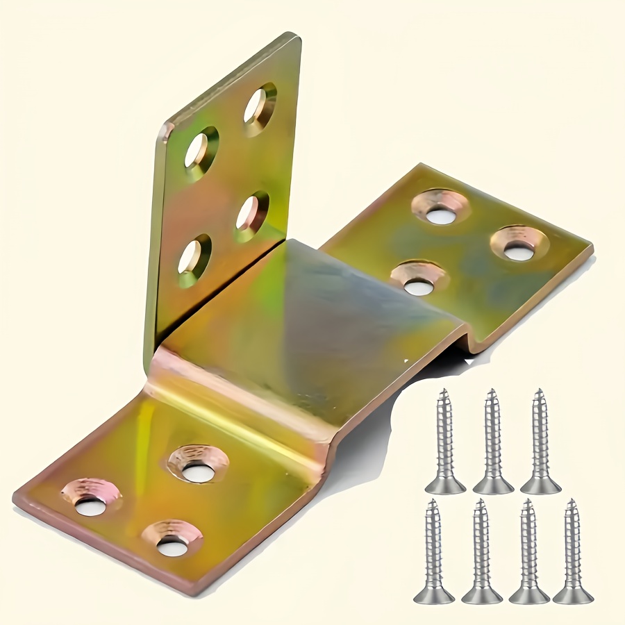 Image of 4pcs / 2 Sets Of Brackets With Screws - Hardware Kit For Assembling A Heavy-duty Bed Frame Easily