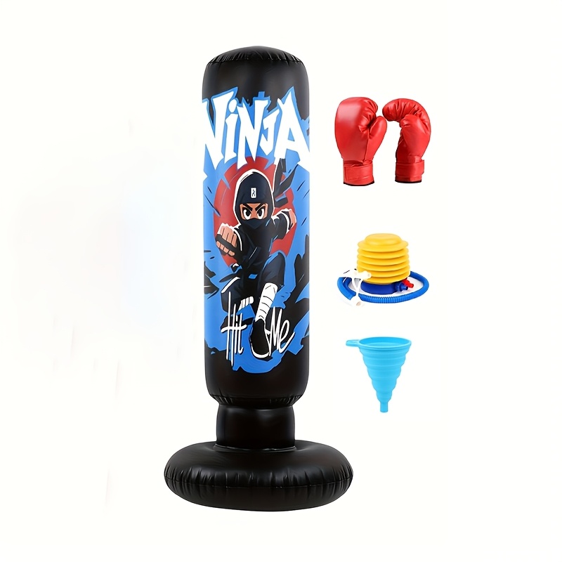 E-shop Aufblasbarer Boxsack mit freistehender Basis und Martial - Robuste PVC Boxen/Karate/Taekwondo Trainingsausrüstung, Rot/Schwarz, Aufblasbar