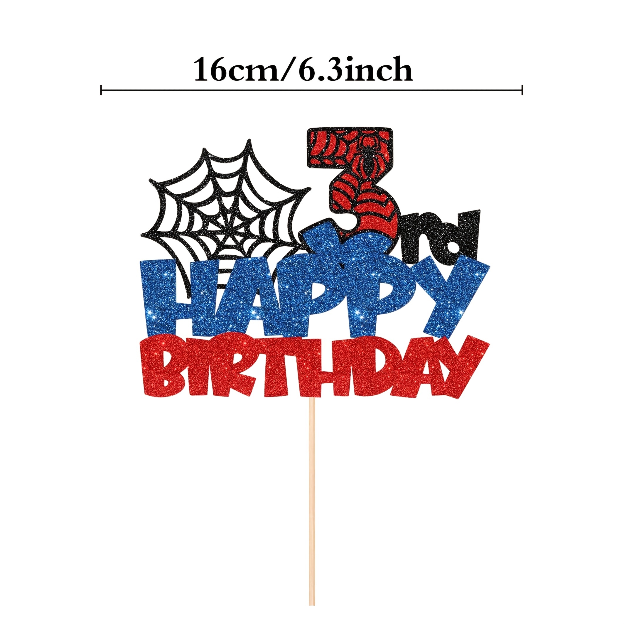 1pc Happy 3rd Birthday Cake Topper, Theme 3rd Birthday Boy Cake Decoration, 3rd Birthday Party Supplies,halloween, Christmas