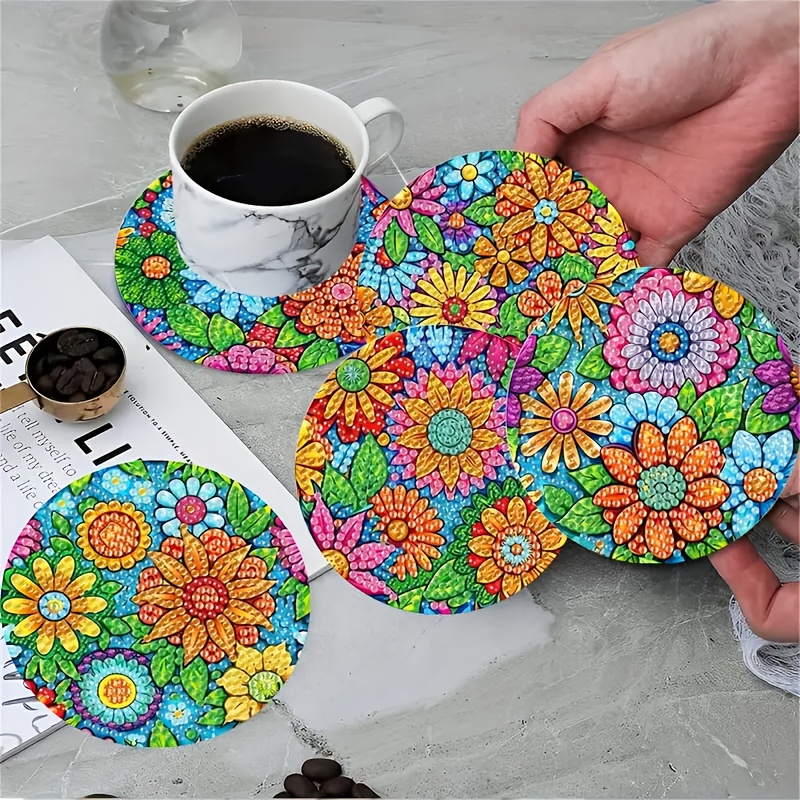 

8pcs Coaster Set Stand, 5d Round , Diy Kit & Adults