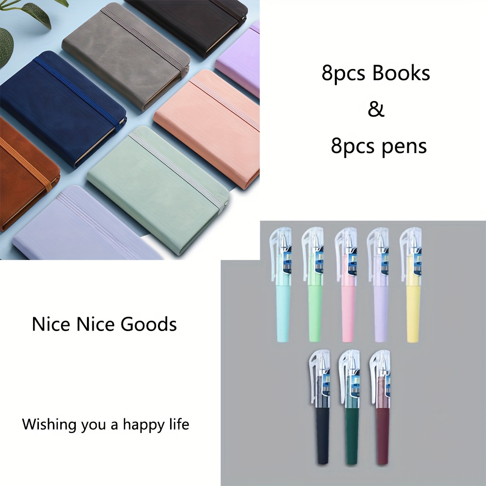 

16-pack Leather Pocket Notebooks With Closure & Matching Pens - Plain Mini Journals, Pages , Portable Organizers For Travel, Office, School