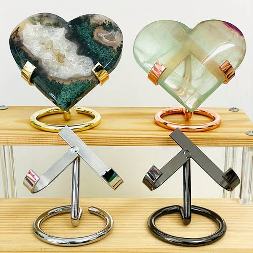 2pcs heavy duty iron stand with mineral display holder for gemstones slabs displaying collections office decor perfect gift for enthusiasts