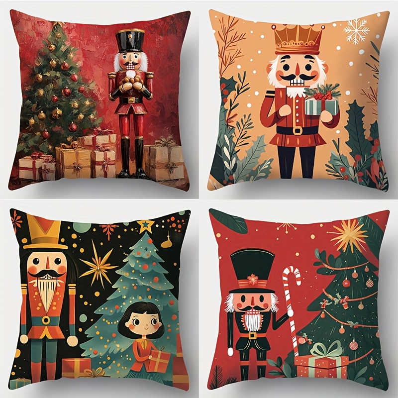 

4- Christmas , 18x18 , , Zippered Polyester Decorative For Sofa,