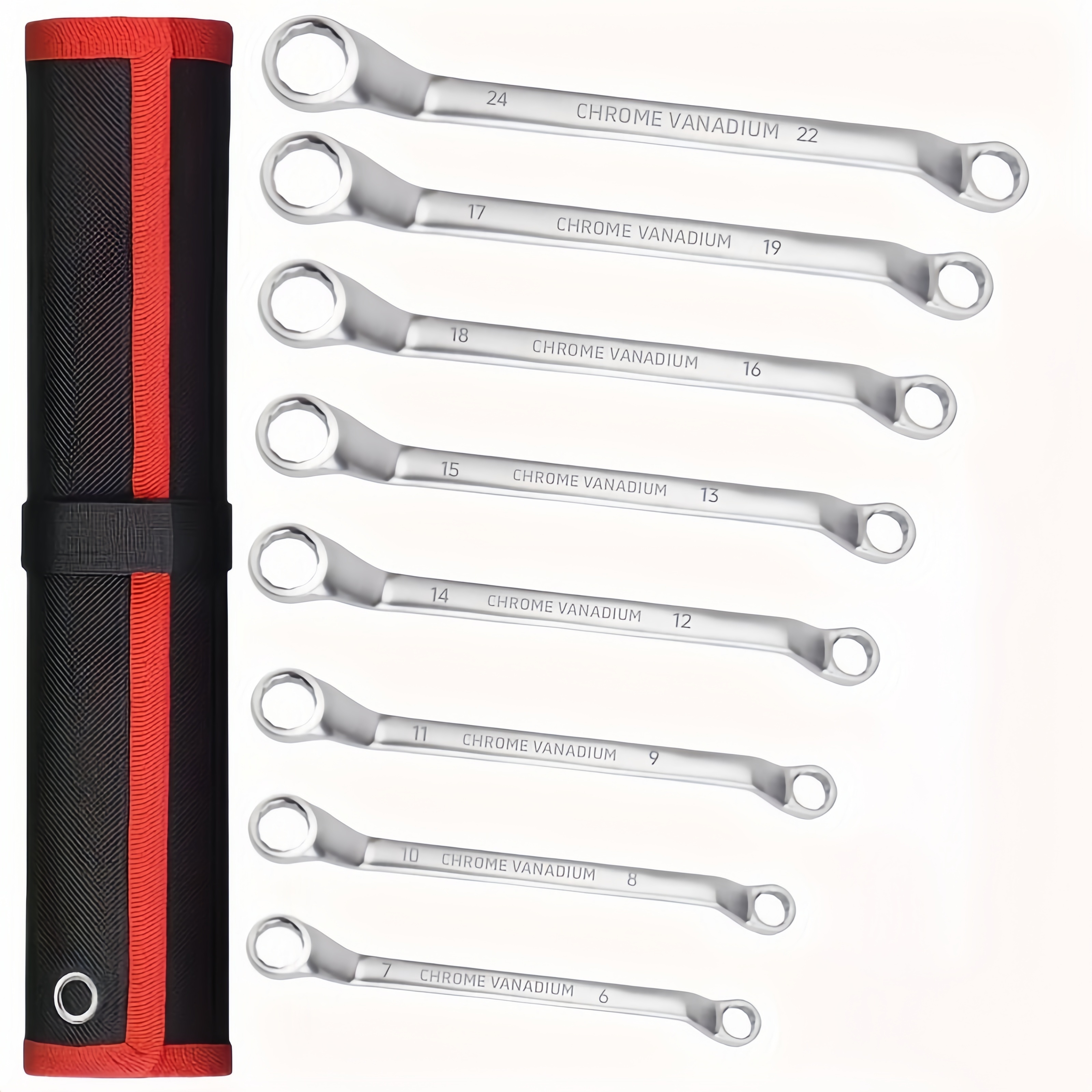 

8pcs Double-ended Set, Steel, Crv - Includes & Red Bag