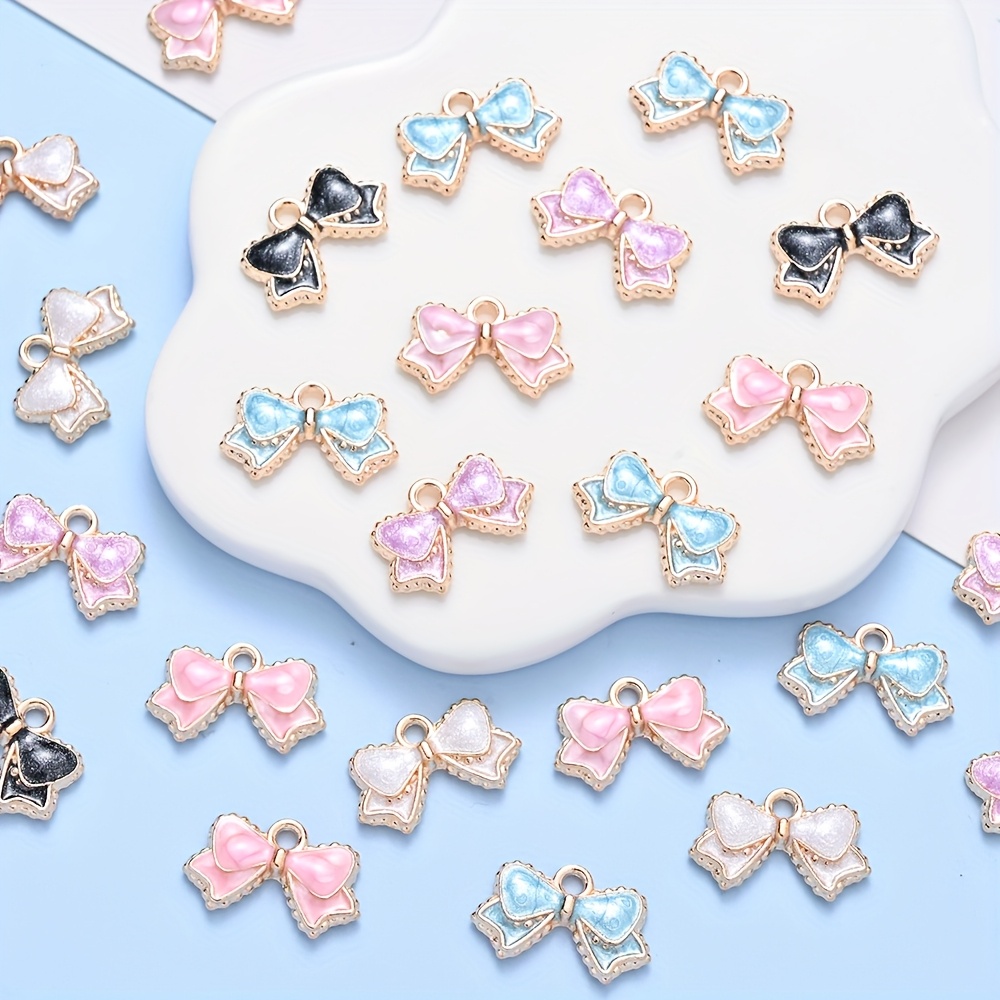 Bowknot Charms For Jewelry Making - 60 Piece Alloy Charm Set For Bracelets & Necklaces