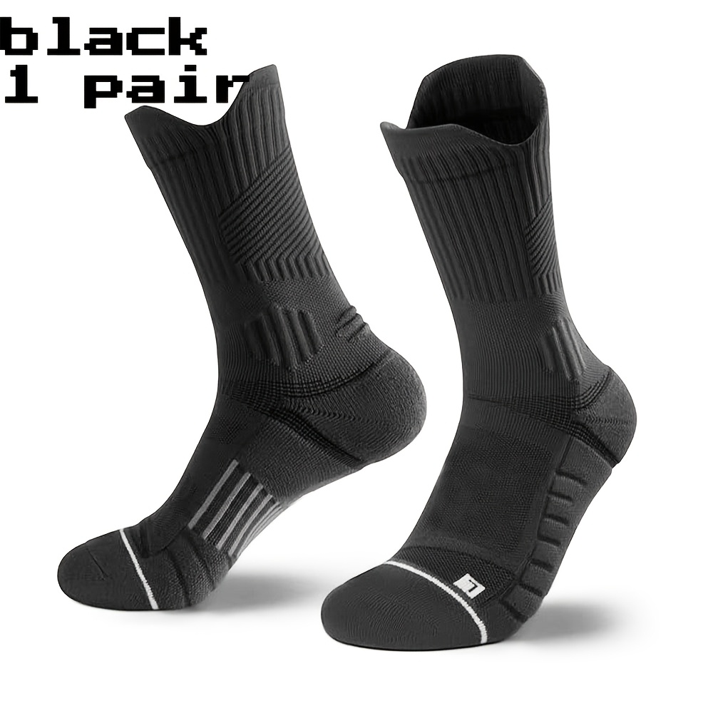 TEMU 1/5 Pairs Random Colors Of Large Size Thick Air Cushion Combat Non-slip Mid-length Socks Towel Bottom Sports Socks Professional Basketball Socks