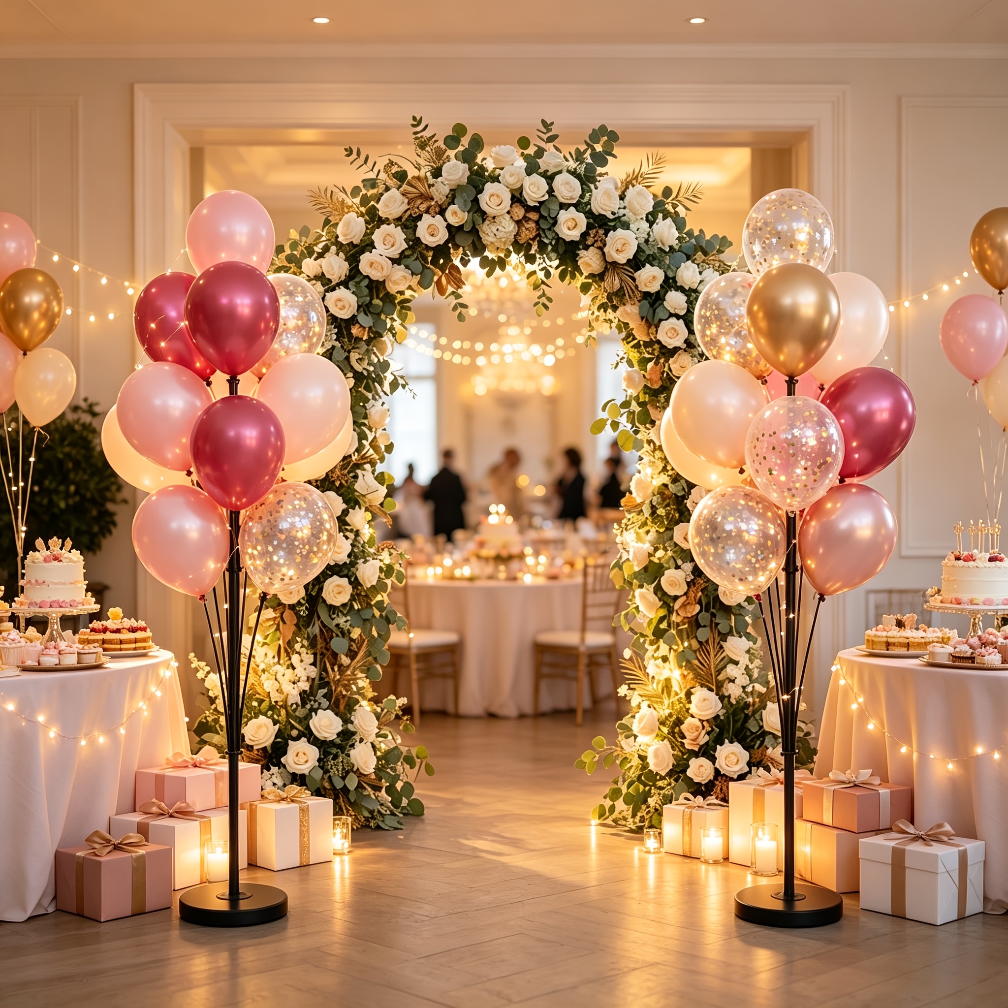 TEMU 2 Sets -high Balloon Column Stand Set, With Extension Height Rod And Stable Water Weight Base, Balloon Extension Kit, Reusable Floor Balloon
