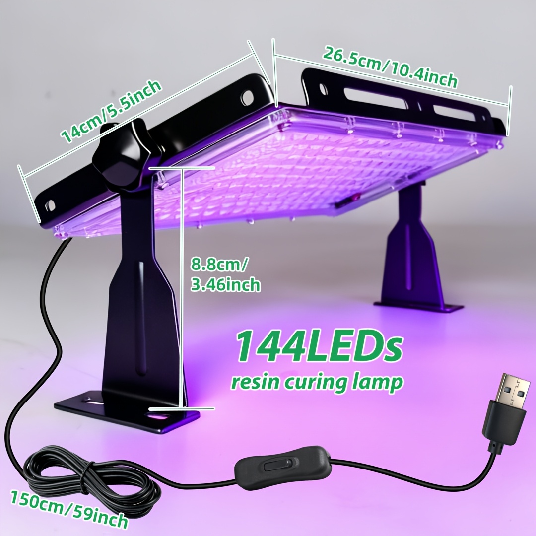 TEMU Resin Curing Lamp 144/96 Led Usb Resin Lamp 395nm, Suitable For Curing Of Jewelry, Press-on Nails, Resin Crafts, 3d Printing, And Cyanotype.