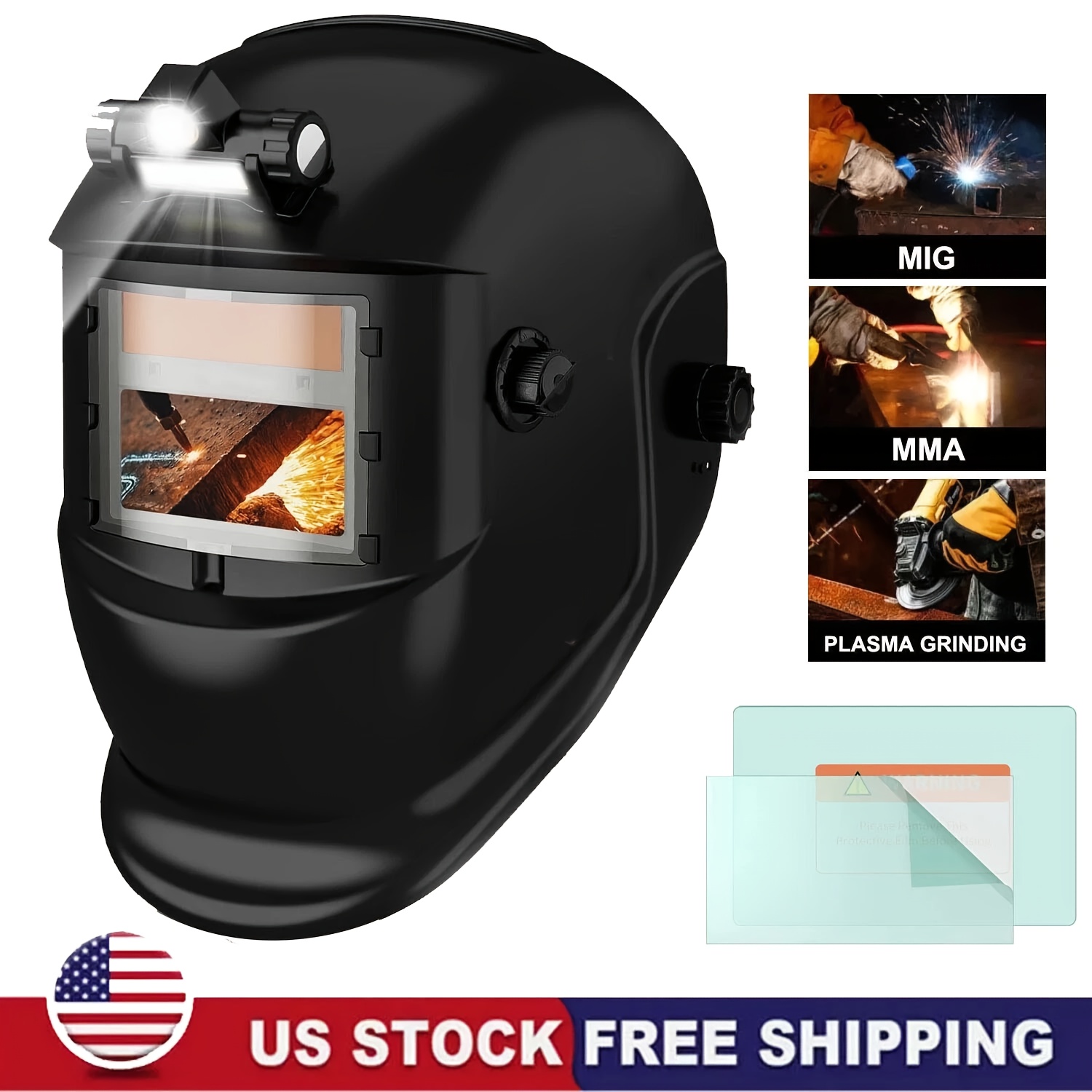 TEMU Large Viewing Screen Welding Mask, True Color Solar Automatic Dimming Color Changing Head-mounted Welding Mask For Grinding Welder