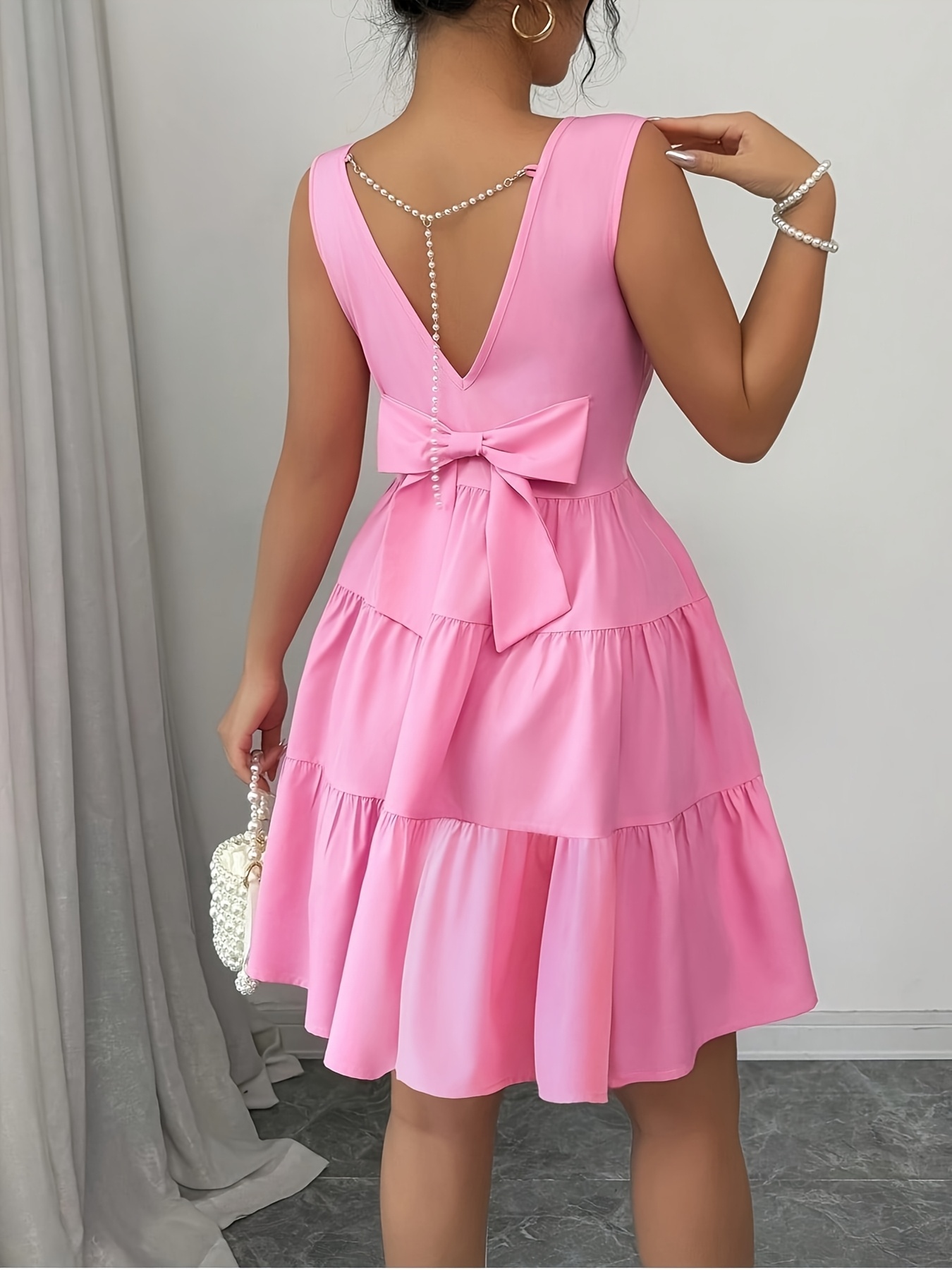 womens elegant solid color sleeveless midi dress cinched - Temu Ghana