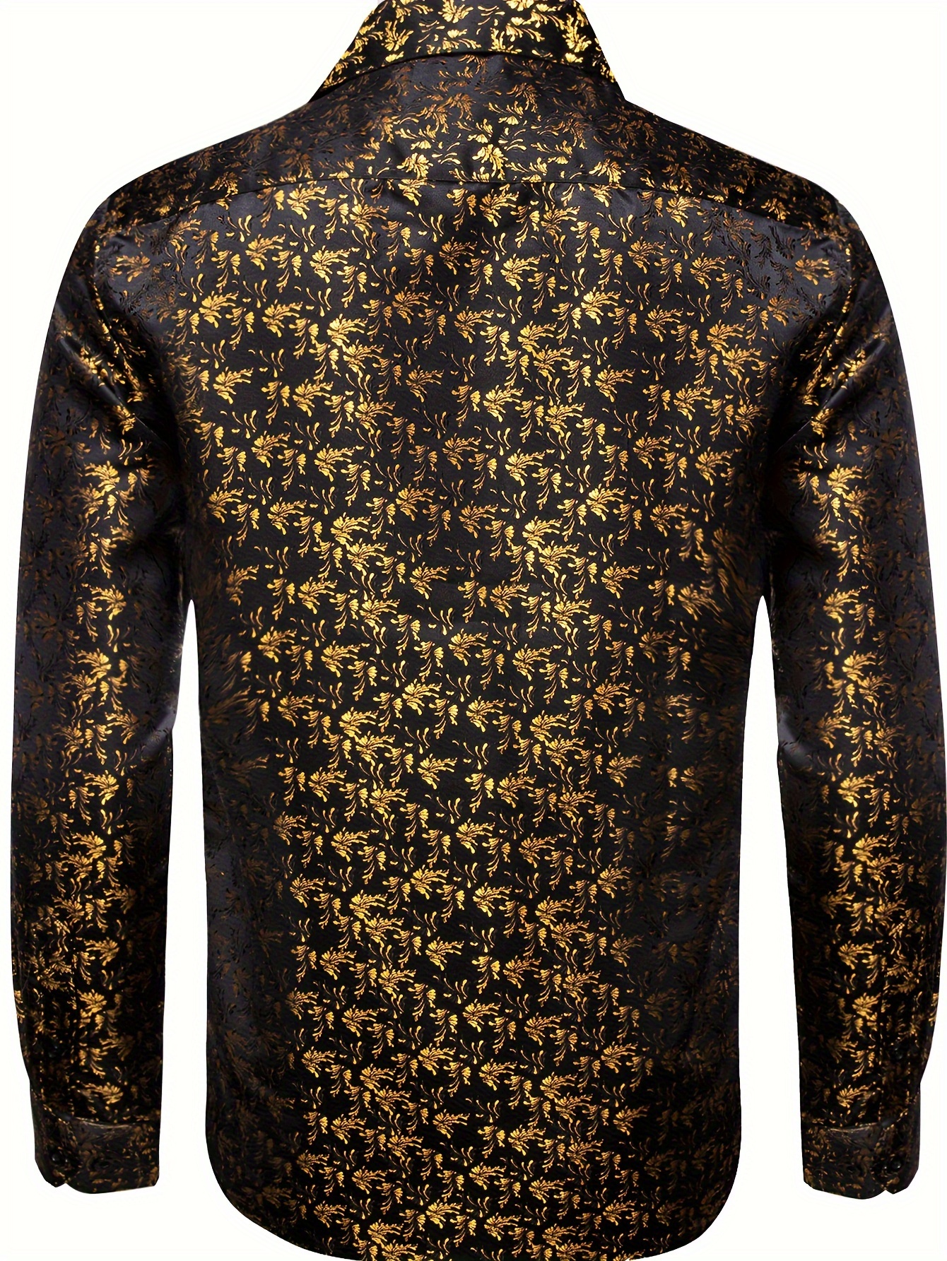 mens black and gold dress shirt Black Gold Casual Long Sleeve Shirt 44085 main image 0