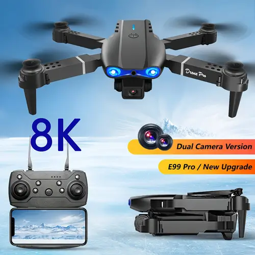 1pc e99pro 8k wi fi remote control with brushless motor hold mode loop flight function 1080i video speed of 4m s 2362 2 inch control range of 15 made of abs material outdoor use gps foldable fpv