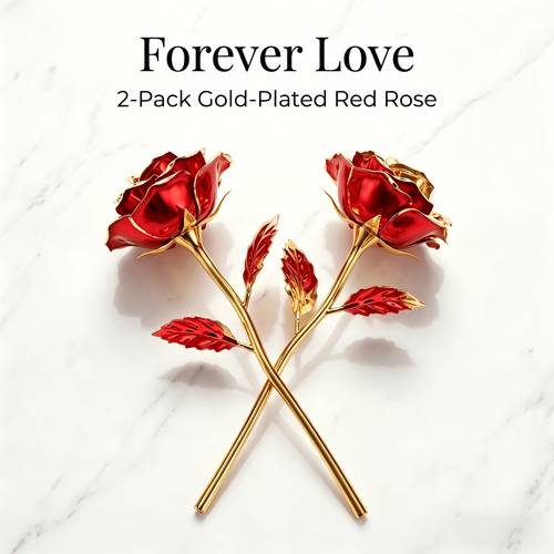 2pcs gold plated red rose eternal flowers romantic rose ornament gift for girlfriend mom valentines day mothers day suitable for easter ramadan labor day mothers day fathers day christmas gift