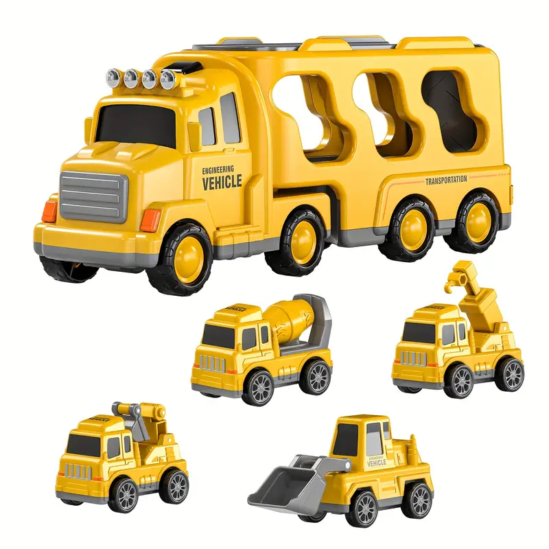 engineering vehicle toys suitable for children over 2 years old 5 in 1 engineering transport vehicle toy set friction power vehicle birthday and festival toy gifts for kids accessories color random Product details 3