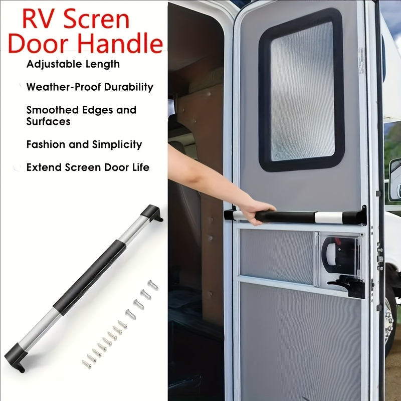 rv screen door   handle adjustable from 21 5 8 inches to 28 5 8 inches rv trailer screen door aluminum alloy handle sturdy and durable boarding assist handle adjustable length armrest for rvs   rv modification