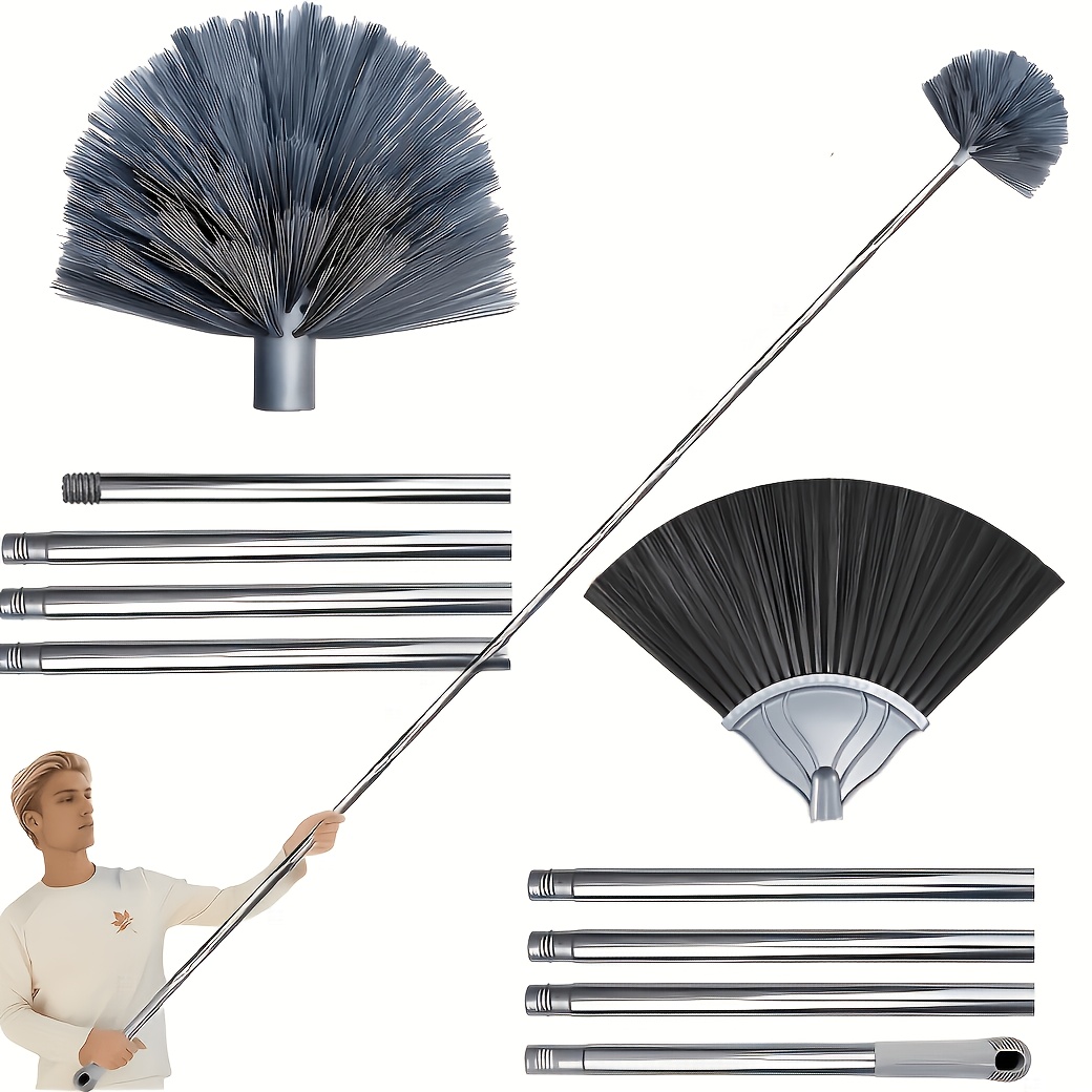 2-in-1 Set, 5-meter Buildings Cleaned, Spliced Stainless Steel Splicing Rod, Dust Removal And Web Artifact