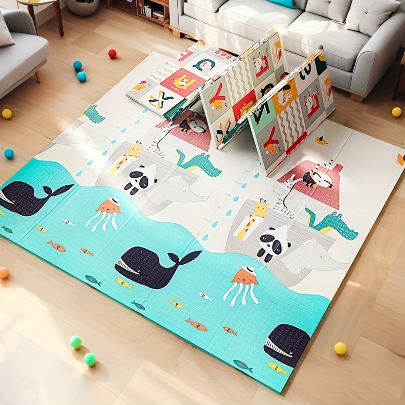 Image of Baby Crawling Mat Thickened Children's Living Room Playmat Foldable Non-toxic Odorless Foam Pad Bear 180*150*1cm