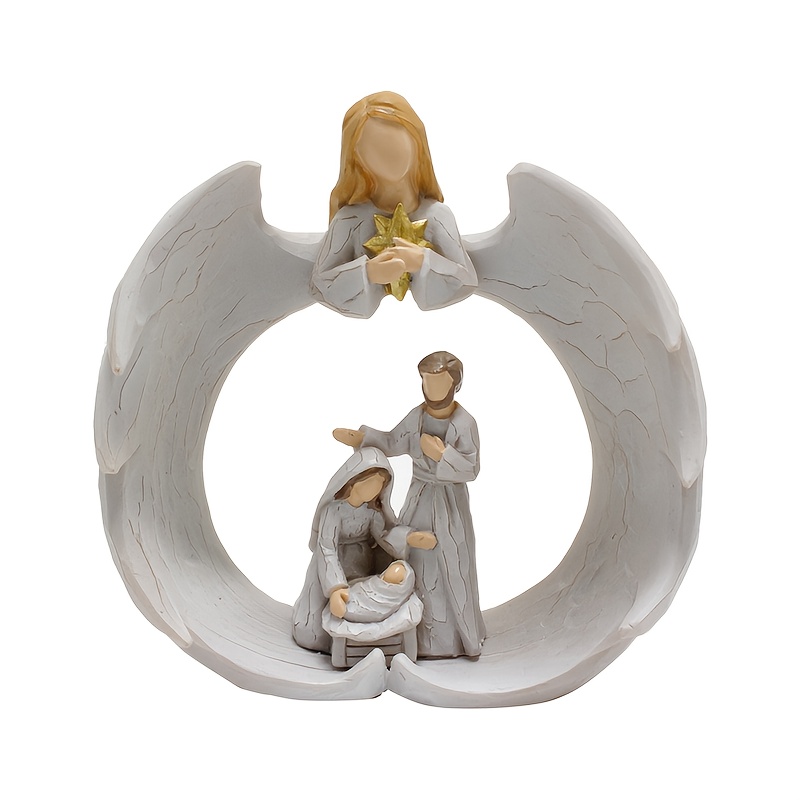 Image of 1pc Nativity Of Christ: Holy Family And Statue - Elegant White Resin 1pc Religious Figurine, Intricately Detailed Indoor Sculpture, Decor (white)
