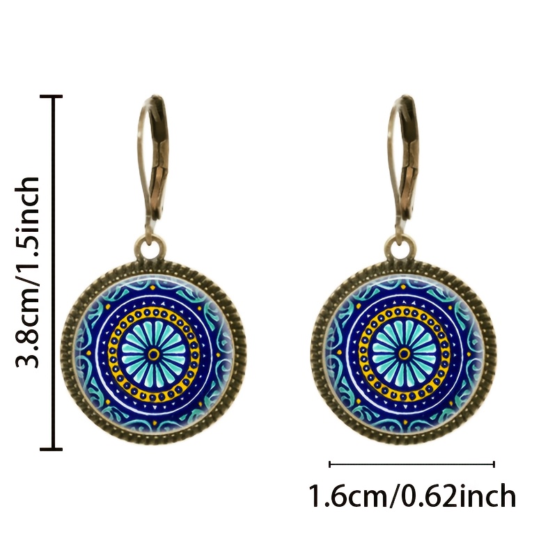 2pc Floral Petal Graphic Pattern Pendant Earrings Set