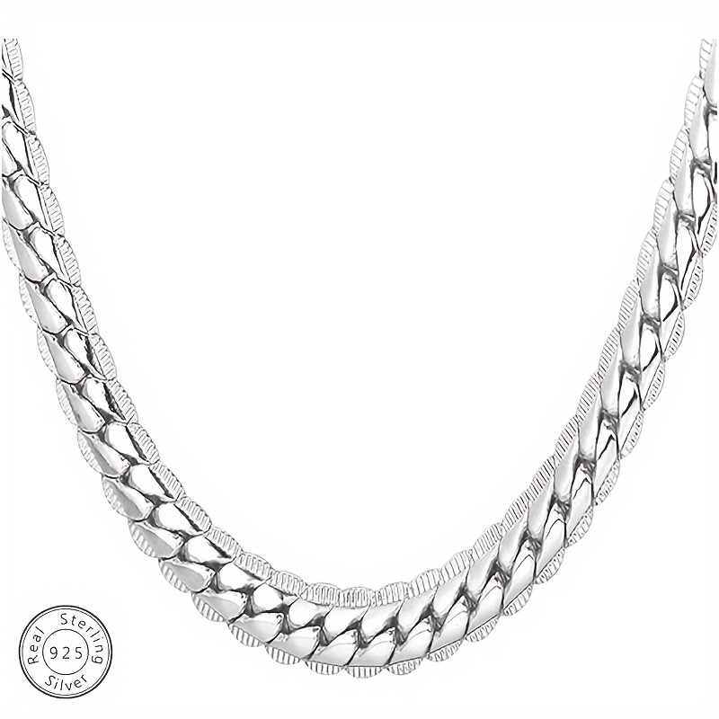 TEMU 925 Sterling Silvery Cut Miami Cuban Chain, Necklace Width 6mm, Men And Women, Fashion Trend Hip Hop Personality, Suitable For Daily, Party,, For Husband, Festivals, Gift Box