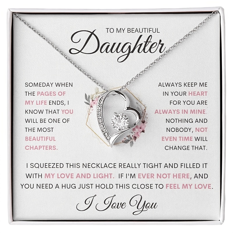 TEMU Cadeau élégant, et pour votre fille : Collier éternel - Mon et , Cadeau de Noël, Cadeau d'anniversaire, le meilleur cadeau
