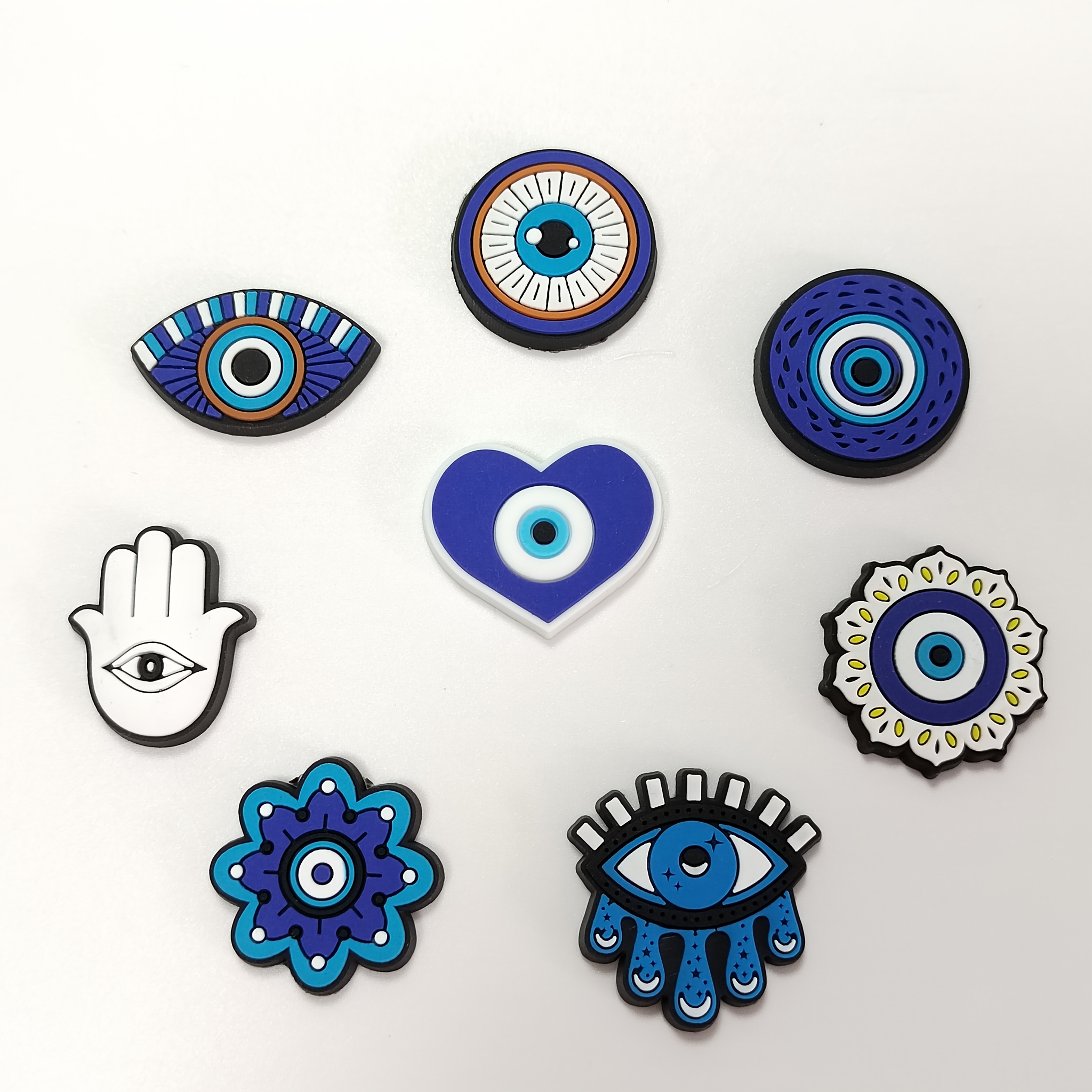 Image of 8pcs Hot New Eye Series, Suitable For Wristbands, Bags And Accessories - Pvc Material, Suitable For Beach Bags - Ideal Diy Gifts For Birthday, Christmas, Valentine's Day