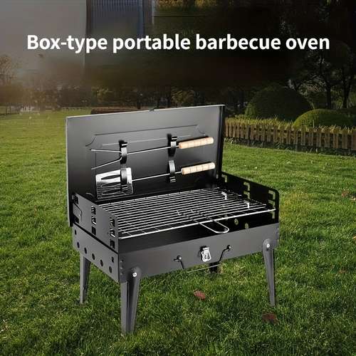 Grill BBQ Pliable En Acier - Barbecue Portable Pour Camping, Plage, Randonnée | Surface Spacieuse, Montage Sans Outil