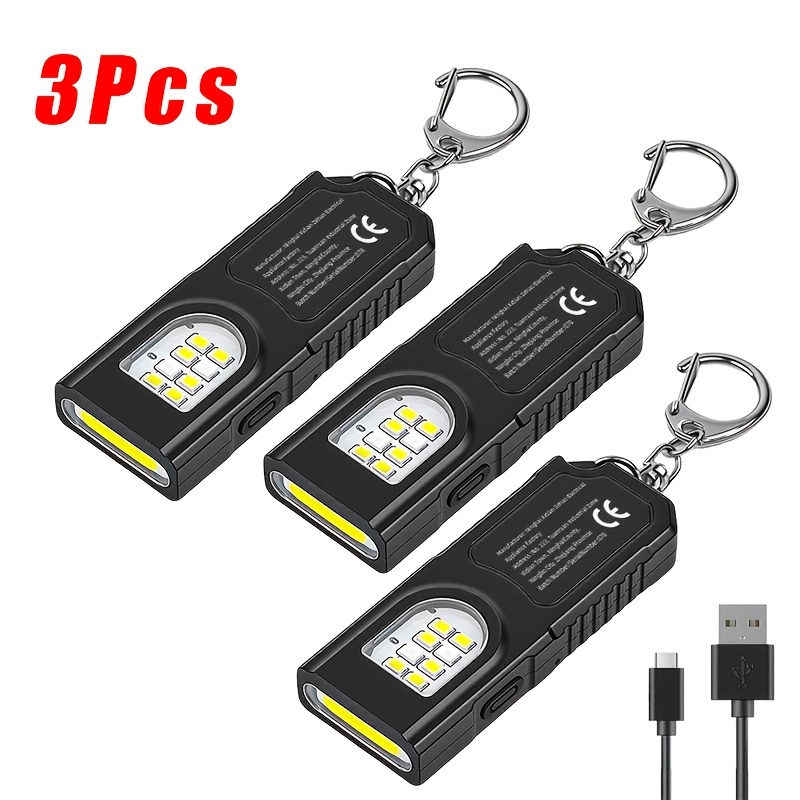 TEMU Mini Lampe de Poche LED Lumineuse avec Base Magnétique et Chargement USB - Lampe de Travail Portable, Clip de Porte-Clés, Multifonctionnelle,