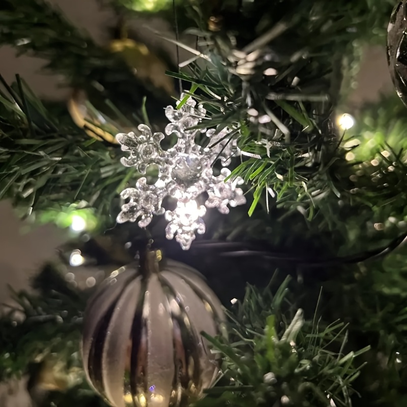 10pcs acrylic snowflake pendants transparent crystal ornaments for christmas wedding decorations elegant hanging accents with   design festive tree ornaments   crystal ornaments reflective ornaments holiday decorations Product details 8