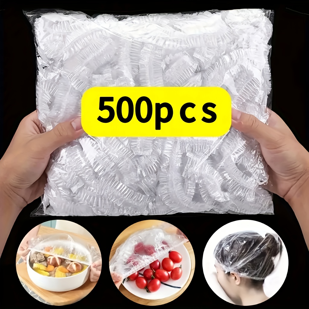 500pcs food grade freshness plastic disposable food packaging fruit and vegetable wrap film suitable for kitchen picnic bbq   with food