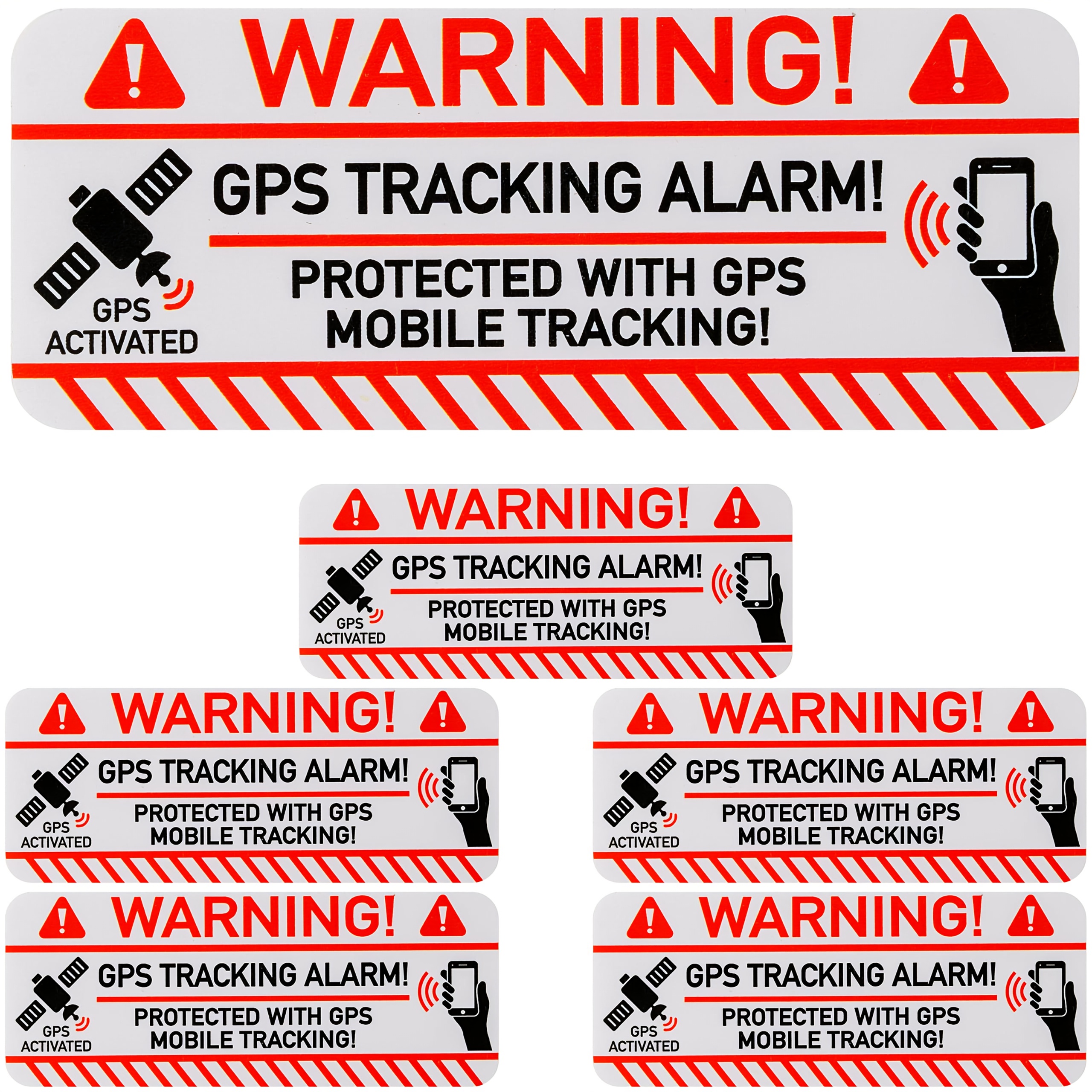 Image of 6-pack Gps Alarm Stickers | Car And Motorcycle Alarm Stickers | Warning Stickers | That The Vehicle Is Equipped With Positioning Tracking | Anti-theft Stickers