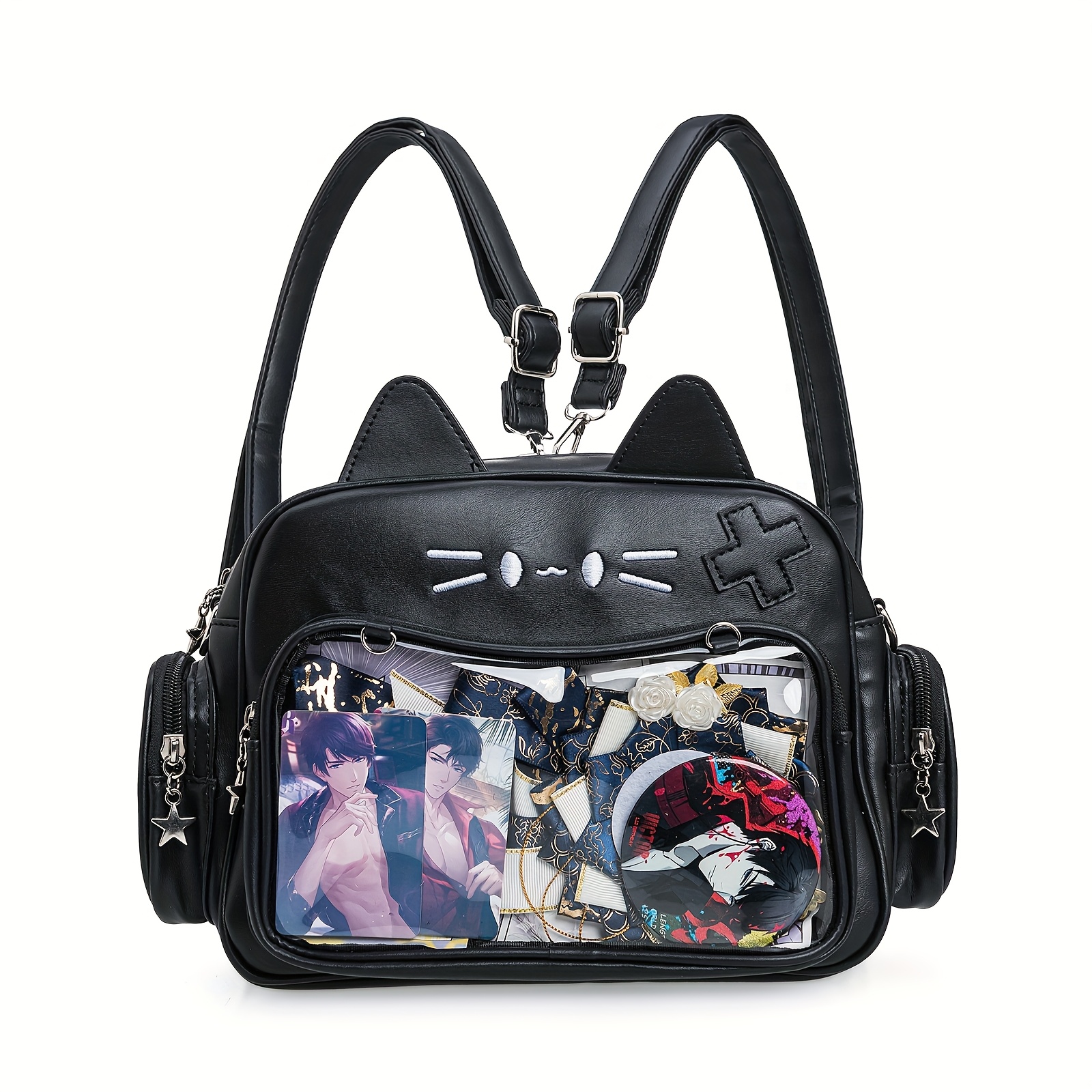 Vobomo Cute Cat Ita Bag Backpack - PU Leather Y2K Single Shoulder Bag For School & Anime Fans