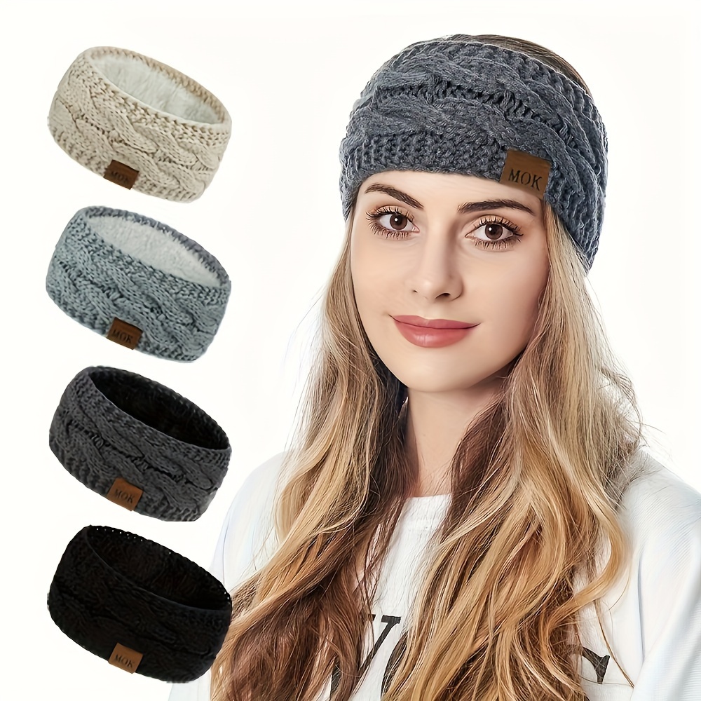 

Cozy Fleece-lined Knit Headband For Women - Sporty Ear Warmer, Autumn & Winter