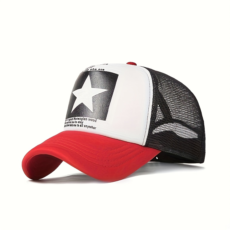 Men's Baseball Cap with Five-Pointed Star Print