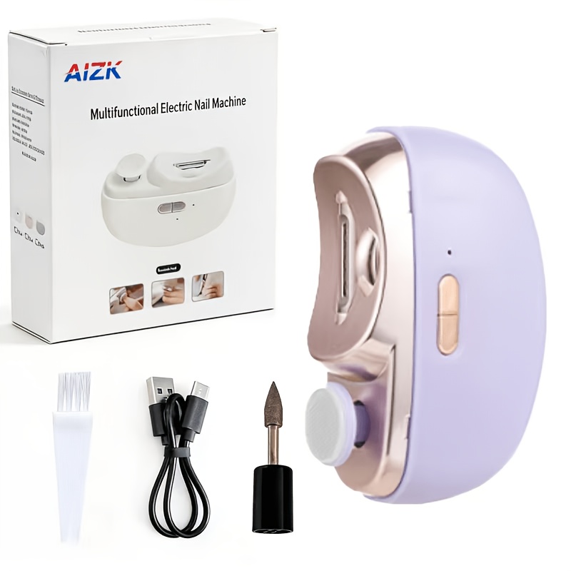 TEMU Cortaúñas eléctrico , recortador de uñas automático recargable con luz LED y almacenamiento de recortes, cabezales de y esmerilado giratorios y