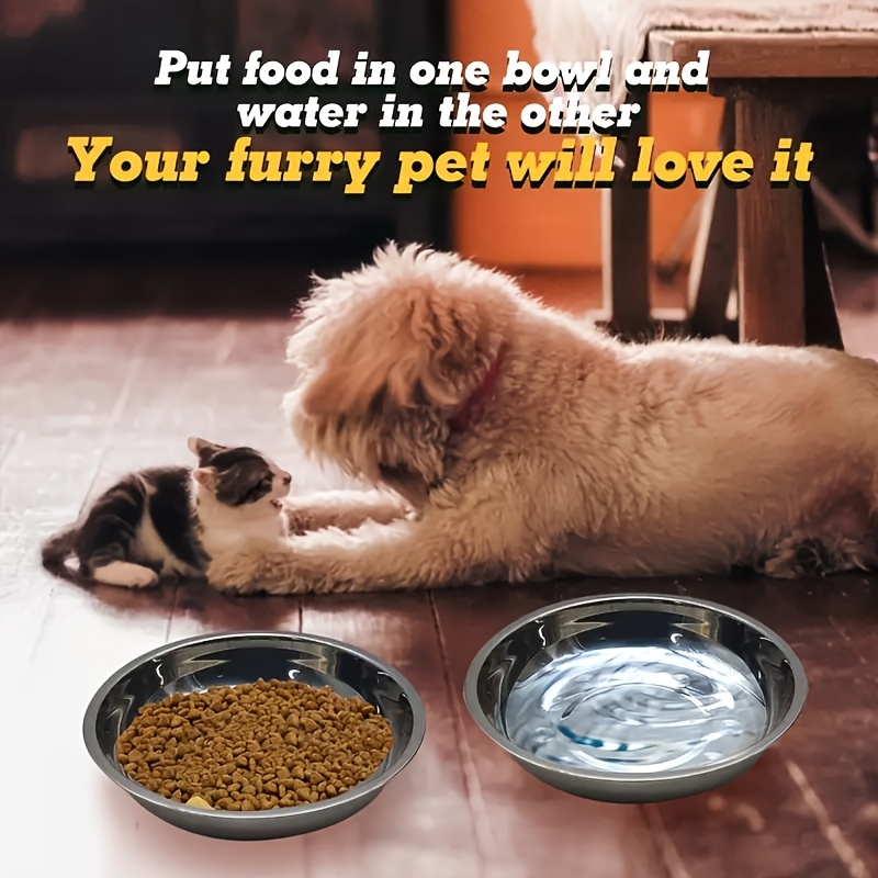 3pcs 7pcs set stainless steel cat bowls anti slip pet tableware wide and lightweight design suitable for   easy to clean suitable for cats and dogs large diameter pet food and water bowls   washed in the dishwasher Product details 1