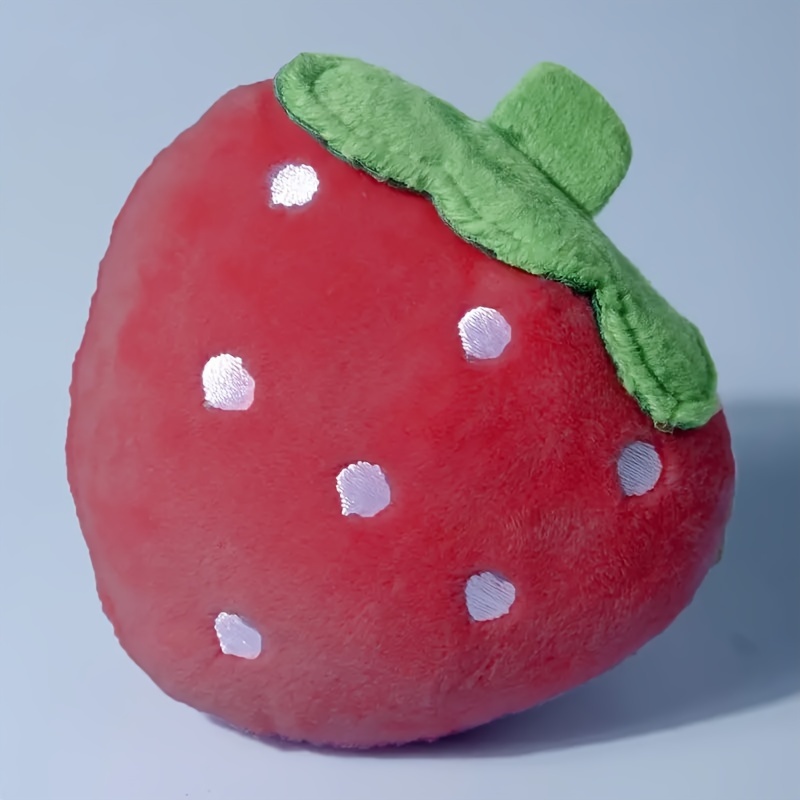 

1pc Cartoon Strawberry Plush Squeaky Toy For Small Breeds - Soft, Cuddly, Non-battery Operated Pet Plaything