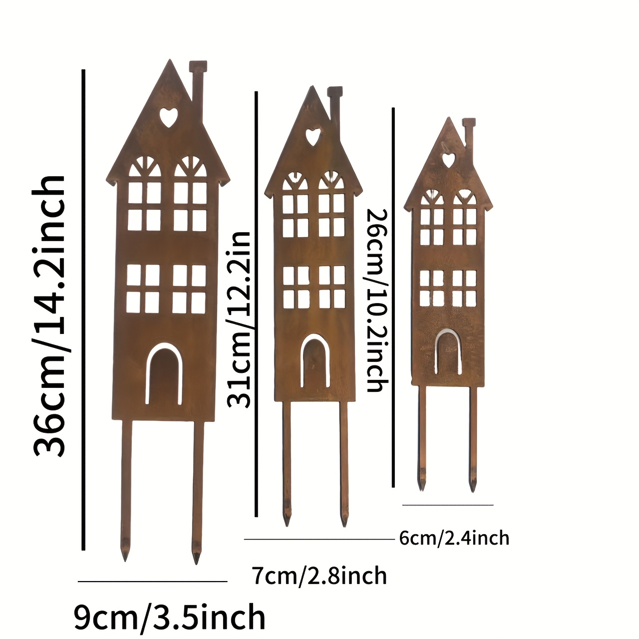 Image of 3 Rusty Garden Stakes For Home Decoration, Featuring Wrought Iron Style Signs For Courtyards, Suitable For Outdoor Lawns And - Durable And Weather-resistant