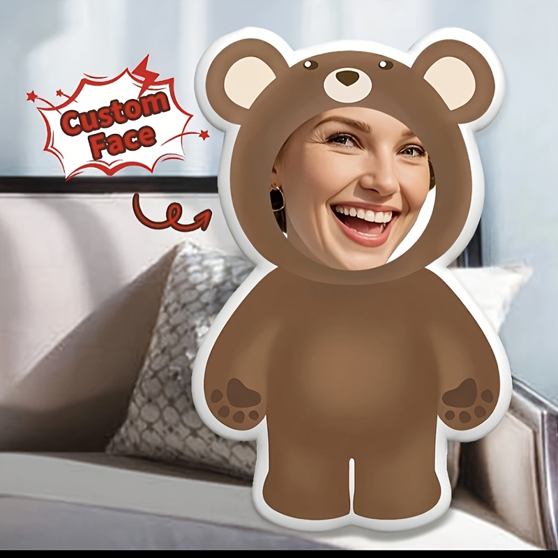 custom teddy bear pillow personalized face plush dual sided Temu