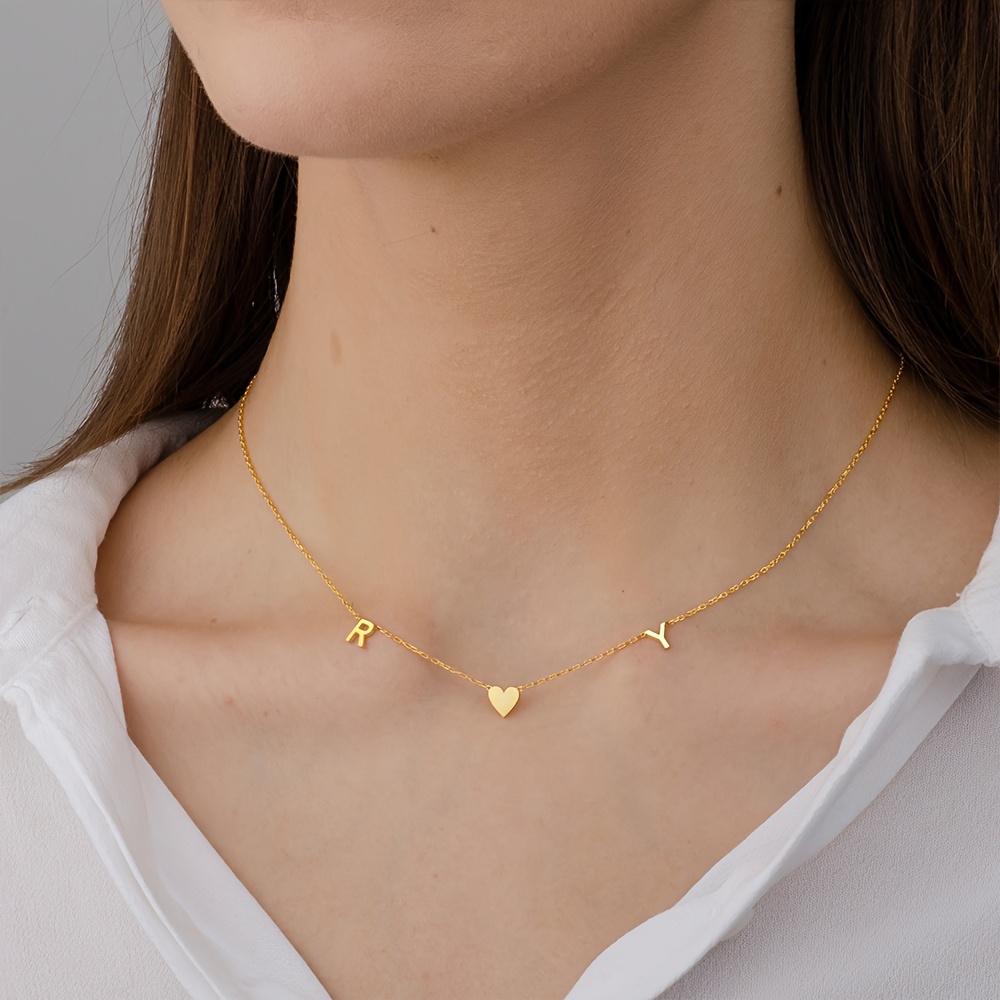 TEMU [customization] Personalized Stainless Letter Pendant Necklace, Fashion Custom Jewelry, Unique Exquisite Gift, Suitable For Daily Wear, Holiday