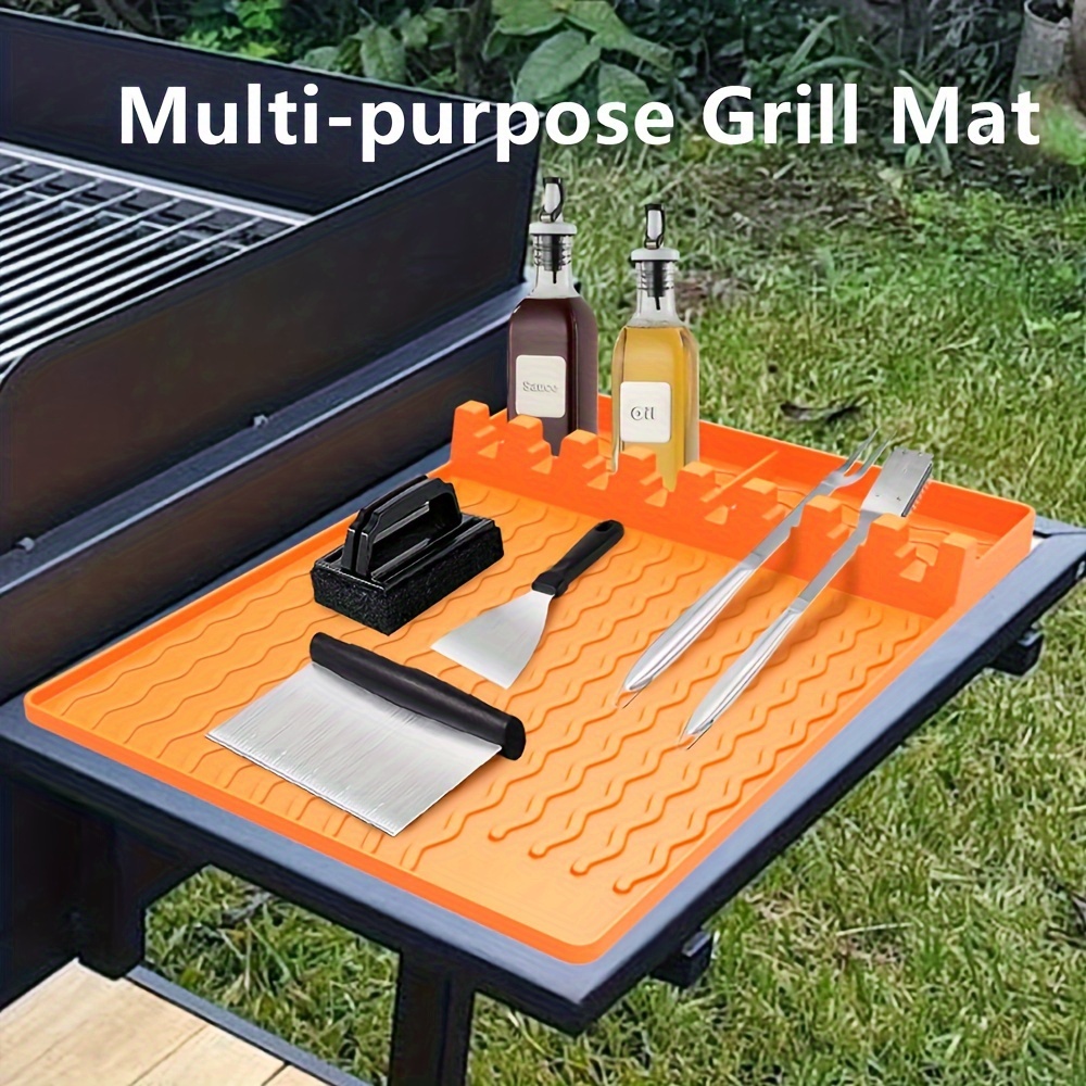 

1pc, Bbq Silicone Mat, Outdoor Patio Household Side Rack Mat, Baking Pan Mat, High Temperature Resistant Nonstick Drainer Mat, Silicone Bbq Tool Mat, Bbq Accessories, Grill Accessories