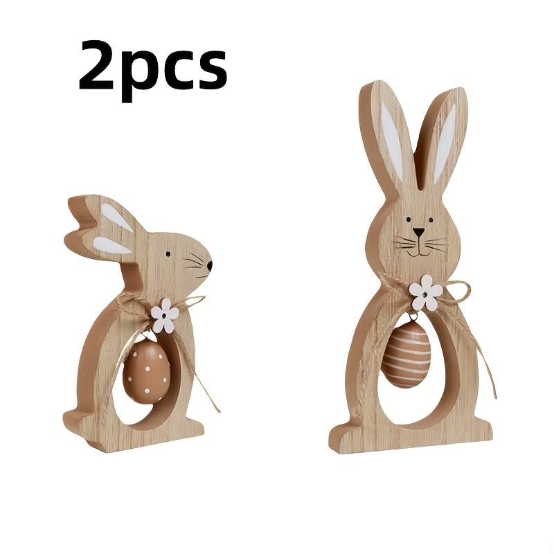 Image of Collectible Figurines, 2pcs Easter Bunny And Flower Themed Party Table Decorations | Perfect For , Vintage Manufactured, Suitable For Room Types And Everyday Family Gatherings