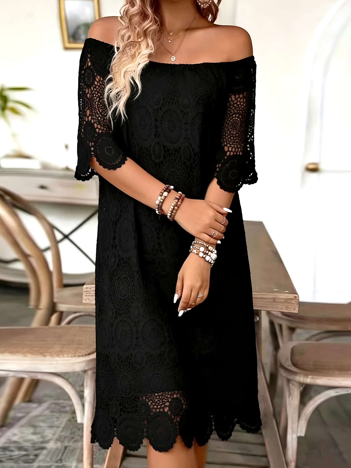 elegant date dress Elegant Black Lace Maxi Dress for Romantic Occasions – Perfect for Coc main image 0