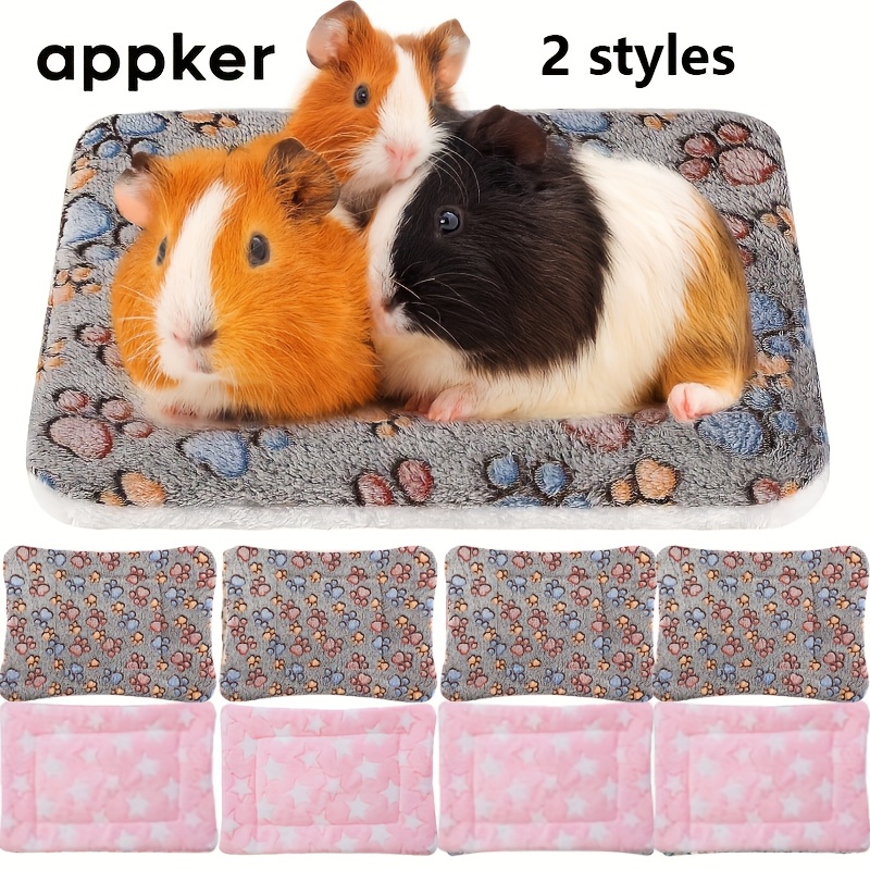 TEMU Lot de 2 matelas ultra-doux réversibles double face pour de compagnie Appker avec joli motif floral et étoilé, coussin de cage épais et lavable