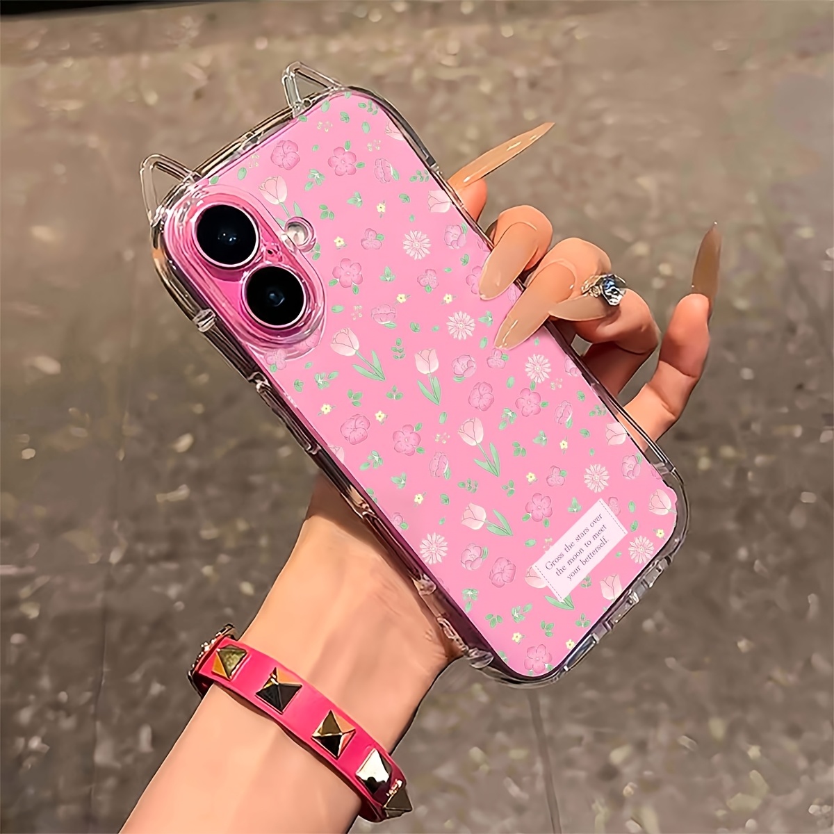 TEMU para Teléfono - 1 Estilo Coreano Pequeña Flor Transparente con , de Cobertura Total Anti-Caída, Cubierta Adecuada para iPhone Incluyendo