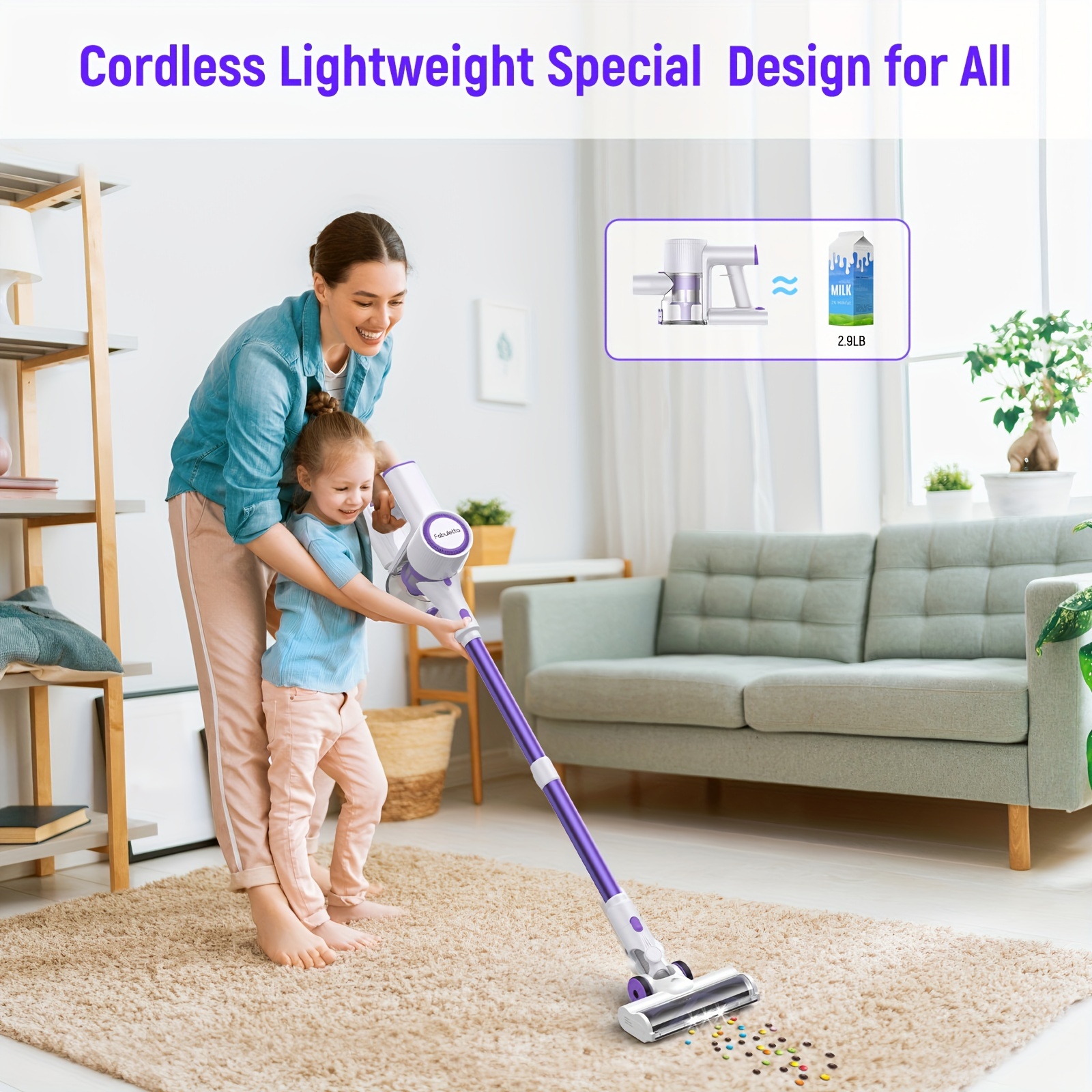 

Fabuletta Self-standing Vacuum Cleaner, 30kpa Powerful Suction Stick Vacuum Cleaner With 400w Brushless Motor, Led Display, 6 In 1 Cordless Vacuum For Pet Hair Hard Floors Carpet, Up To 45min