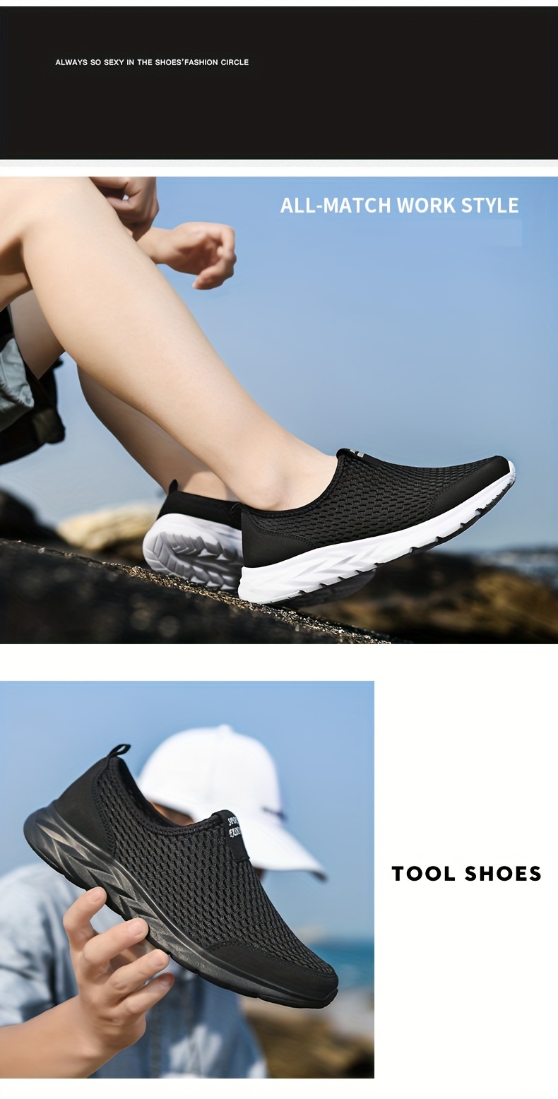 men s slip mesh sneakers athletic shoes comfy breathable details 1
