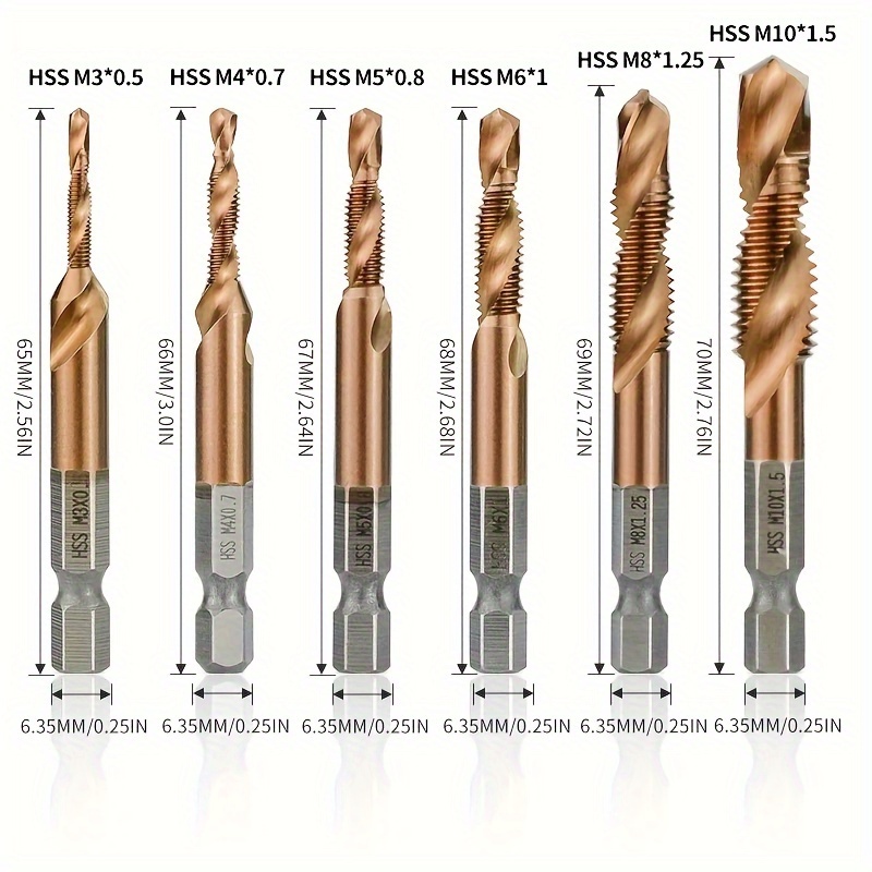 6個のねじタップドリ ticnコーティングされたhss 6542 1/4