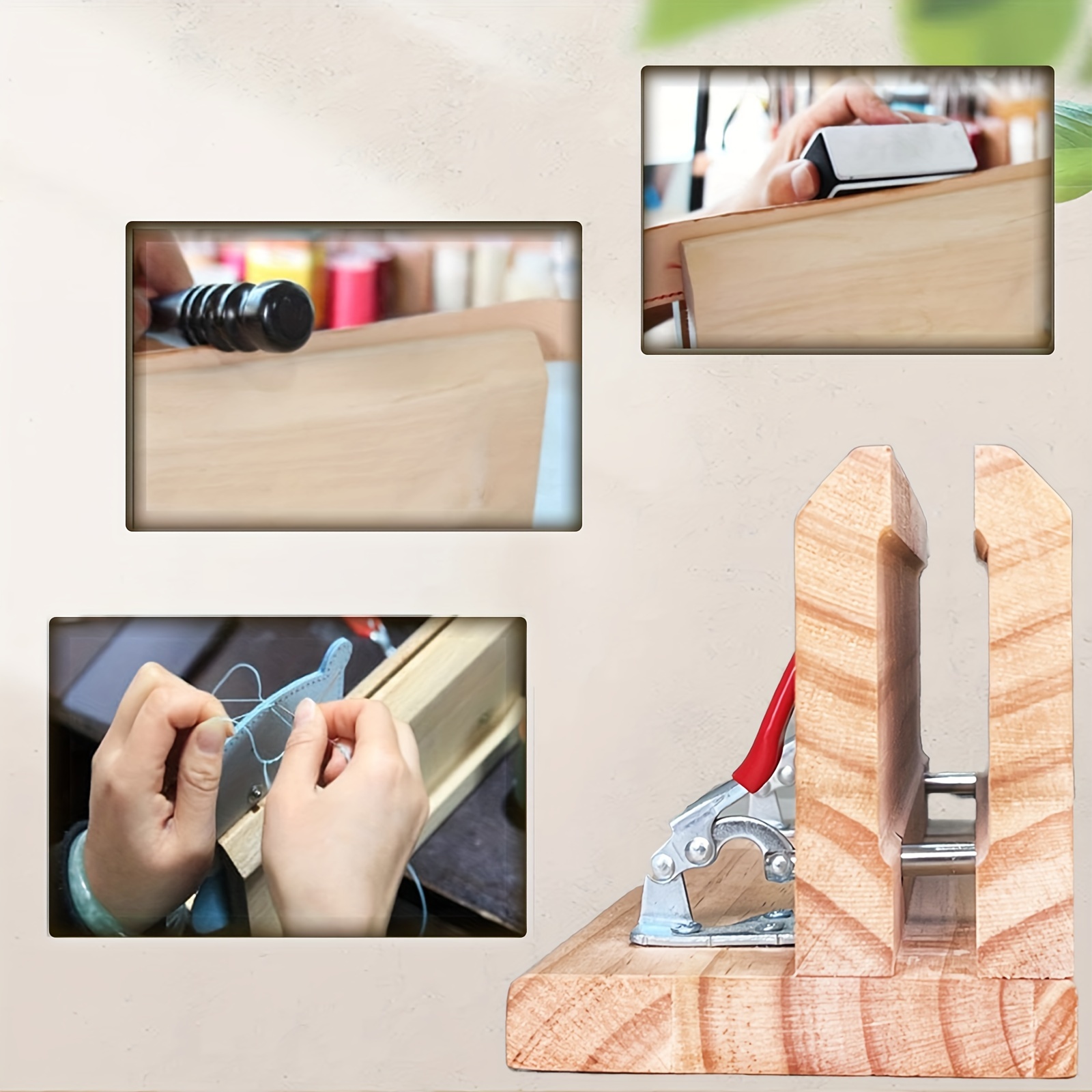 360 degree rotating leather craft pony wood stitching pony clamp sewing leather   stitching and lacing holder tool 1 piece